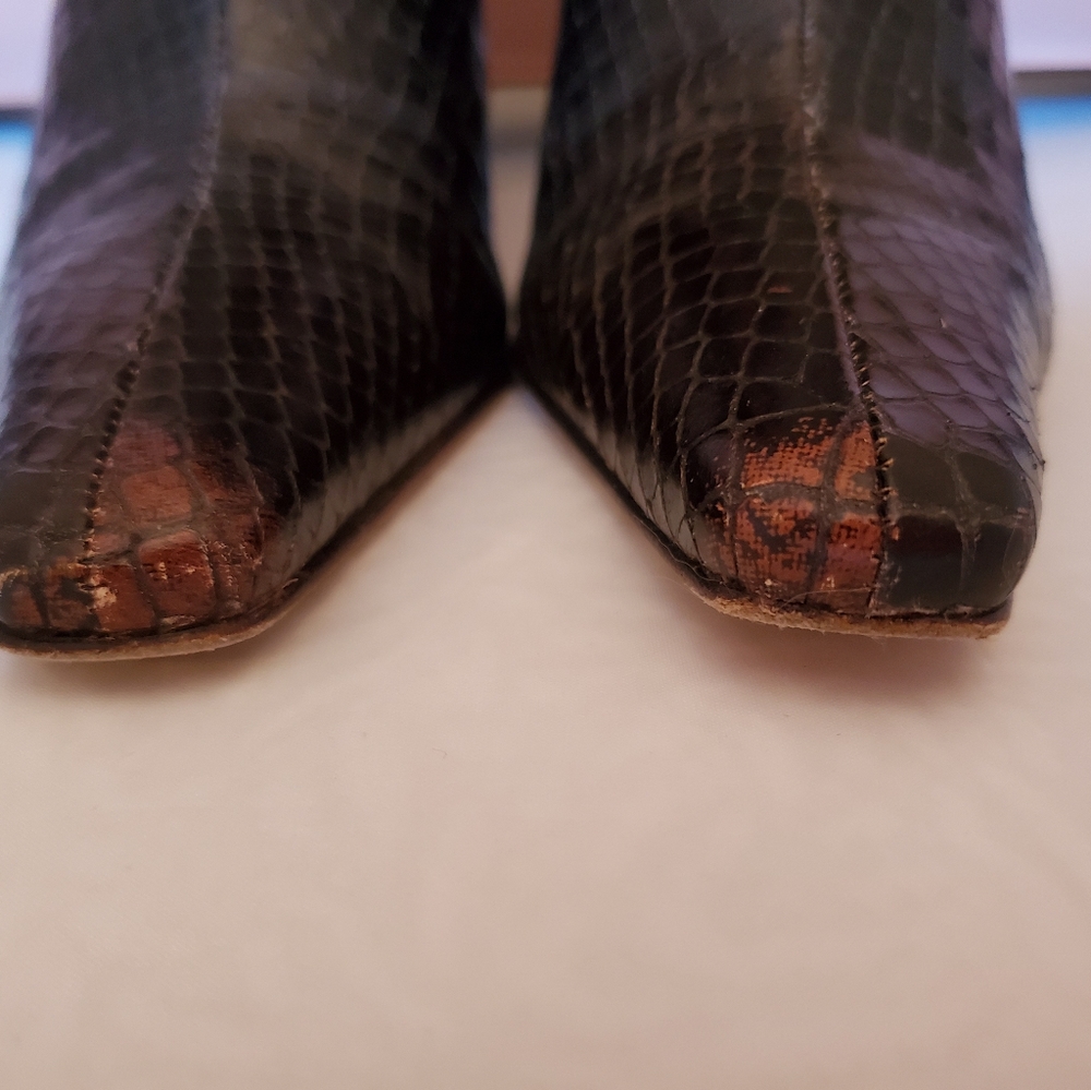 ANTONIO MELANI Brown Snakeskin Knee-High Stiletto Boots - Picture 4 of 7